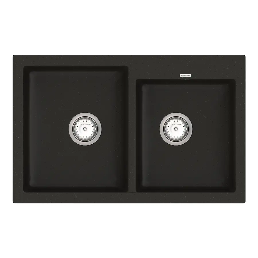 Кухонна гранітна мийка VANKOR Orman OMP 05.80 Black + сифон