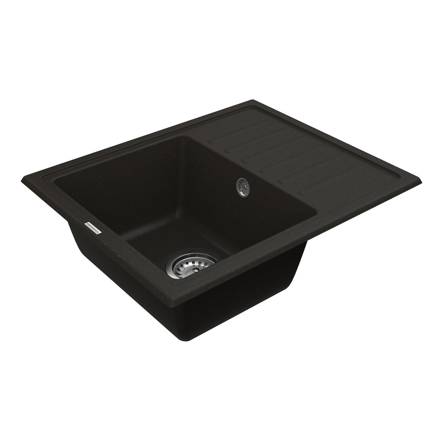 Кухонна гранітна мийка VANKOR Lira LMP 02.55 Black + сифон