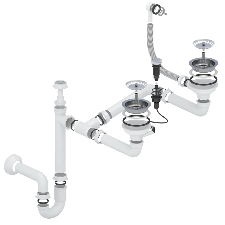 Сифон-автомат VANKOR для кухонной мойки 3 ½, двойной