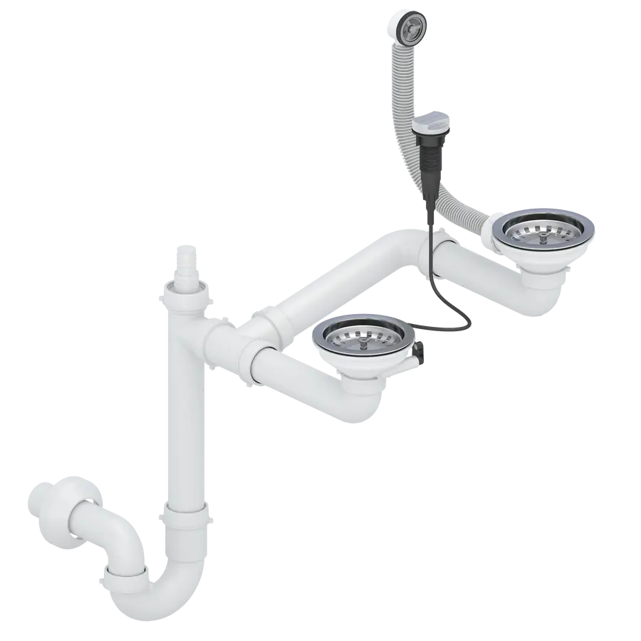 Сифон-автомат VANKOR для кухонной мойки 3 ½, двойной