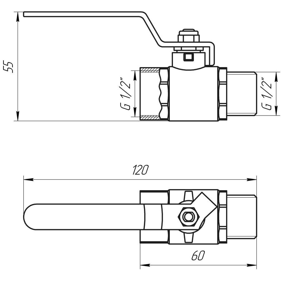 Кран кульовий прямий Q PROFESSIONAL 1/2″ ЗВ КР PN40 QP152