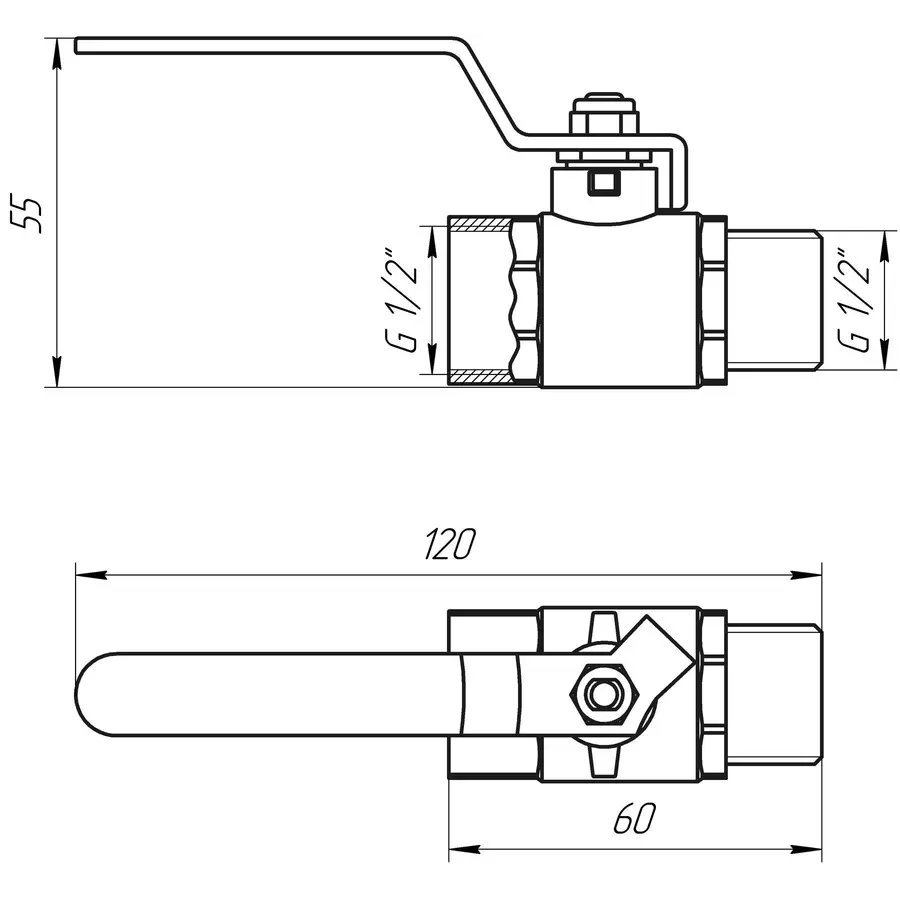 Кран кульовий прямий Q PROFESSIONAL 1/2″ ЗВ КР PN40 QP152