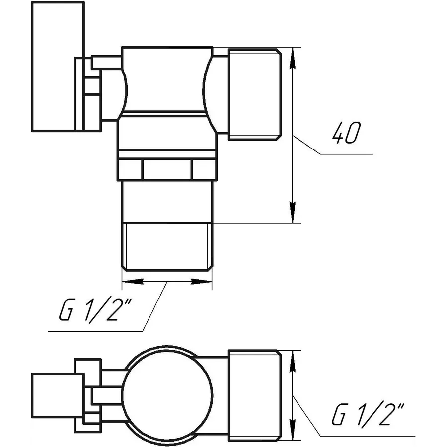 Кран кульовий кутовий SOLOMON 1/2″х1/2″ A7172