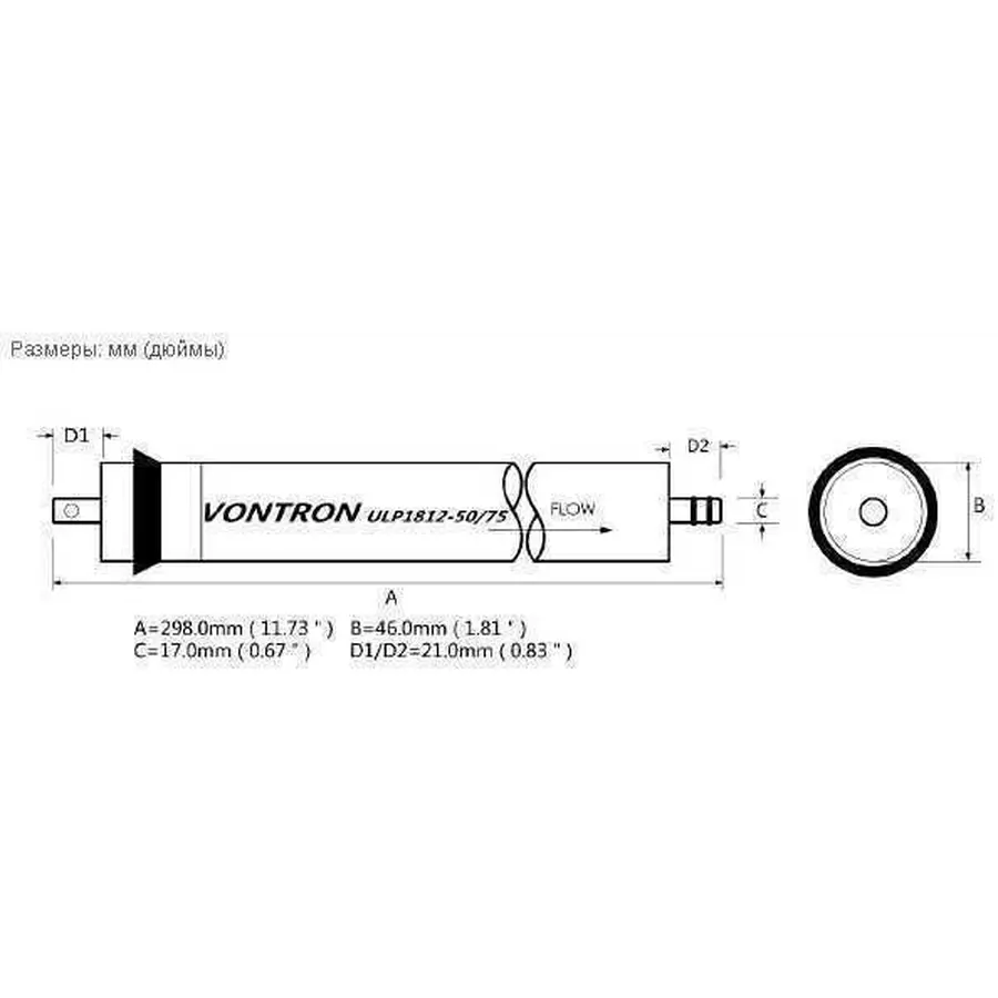 Мембрана для систем обратного осмоса Vontron 75G, ULP1812-75
