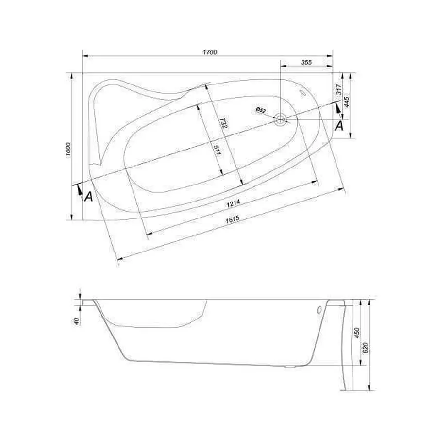 SICILIA NEW Ванна 170x100 ліва