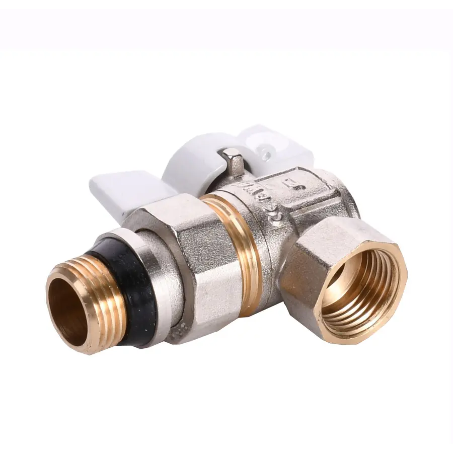 Кран кульовий кутовий з американкою Q PROFESSIONAL QP004 PN40 1/2″ антипротікання, Білий метелик