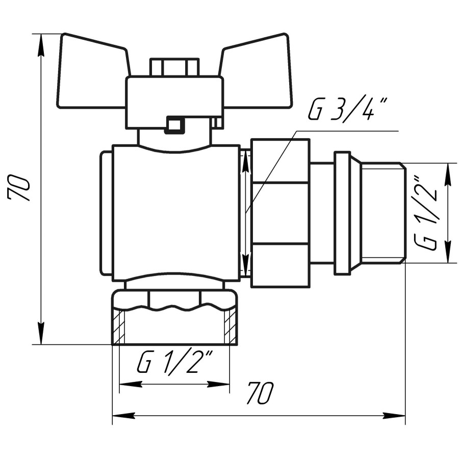 Кран шаровой угловой с американкой PROFESSIONAL QP004 PN40 1/2 "антипротечка БЕЛЫЙ бабочка