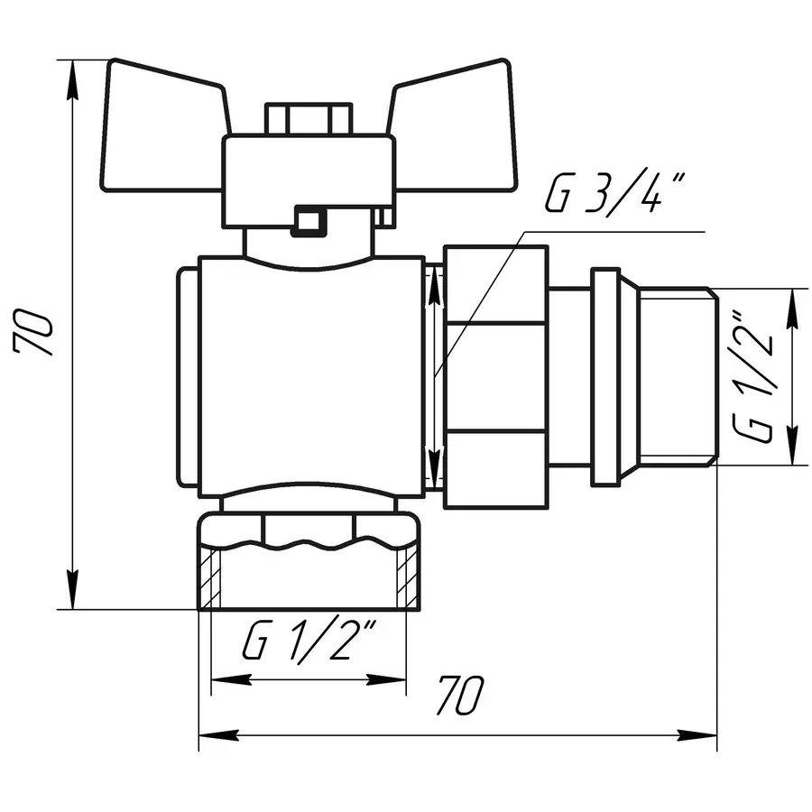 Кран кульовий кутовий з американкою Q PROFESSIONAL QP004 PN40 1/2″ антипротікання, Білий метелик