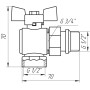 Кран шаровой угловой с американкой PROFESSIONAL QP004 PN40 1/2 "антипротечка БЕЛЫЙ бабочка