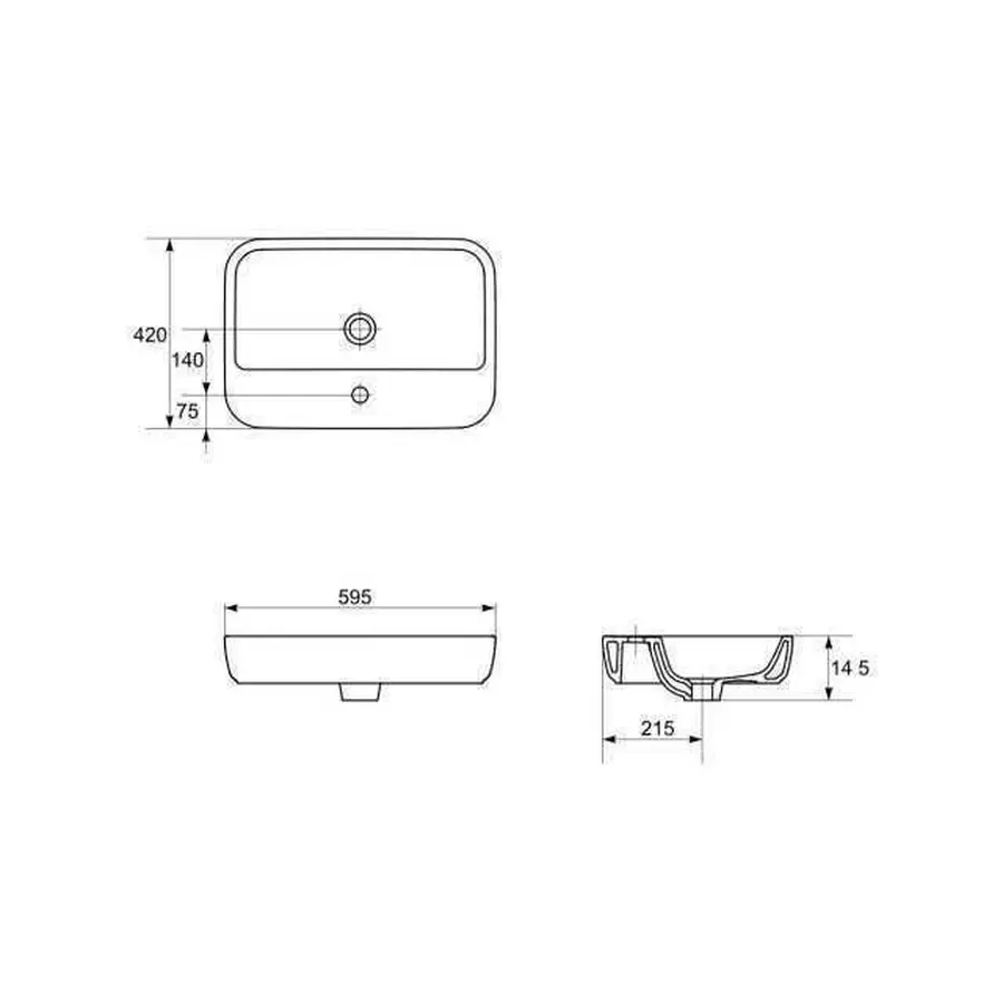 Умывальник для столешниц Cersanit CASPIA 60 прямоугольный