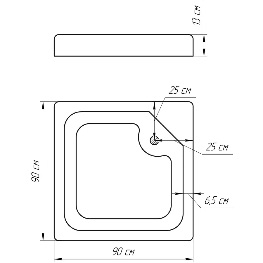 Душ поддон квадратный BRAVO LUBAWA SL 90