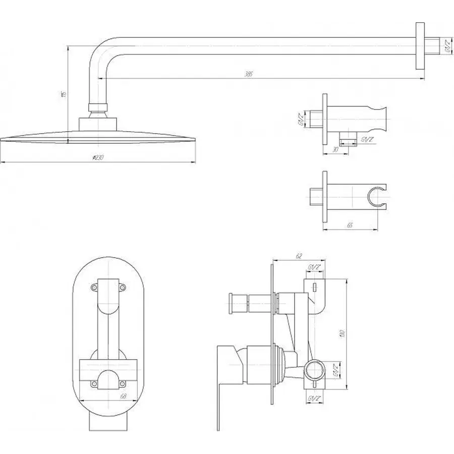 Змішувач для душу вбудований TOPAZ BARTS TBG 07205-G-H36