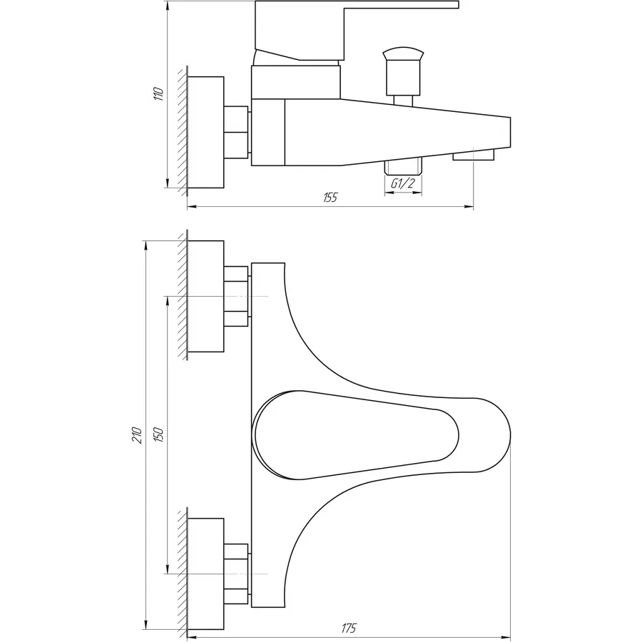 Смеситель для ванны Globus Lux MAIN SHM-102-M