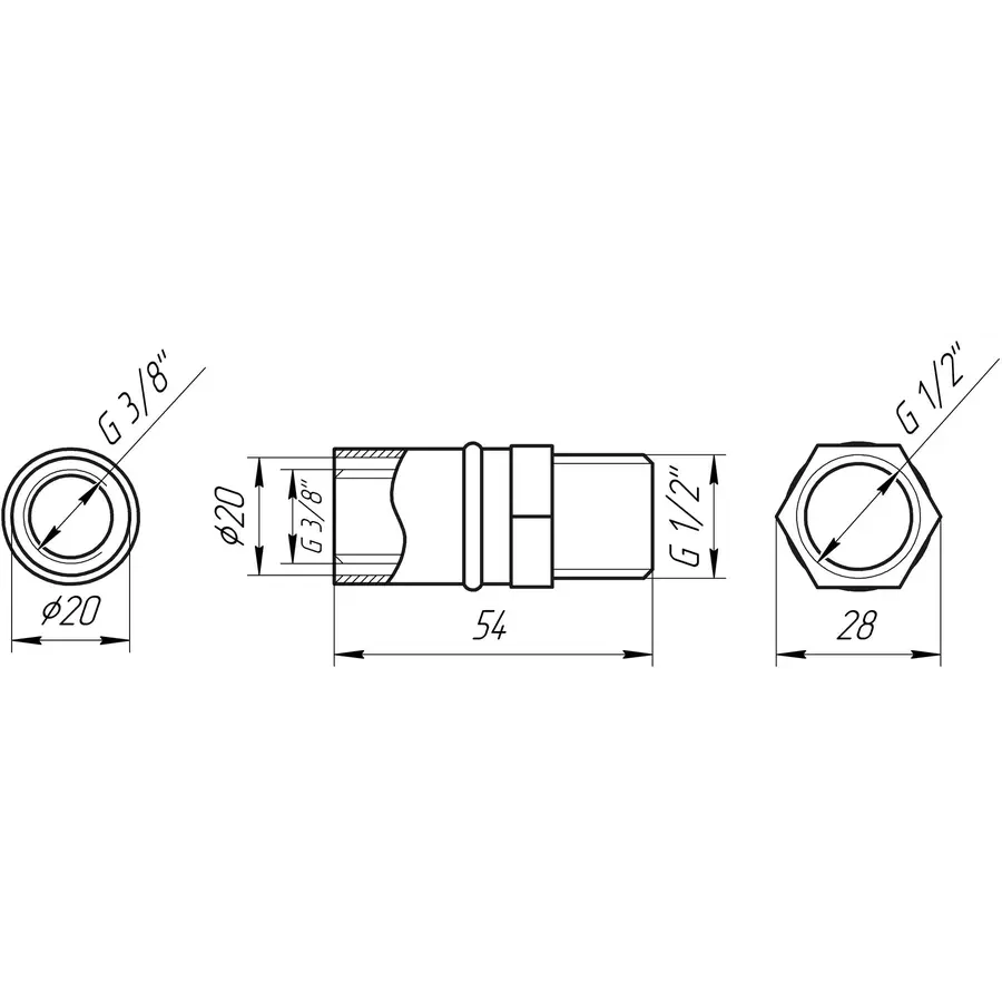 Муфта с наружной резьбой пресс APE ITALY AP 101 1 / 2х20
