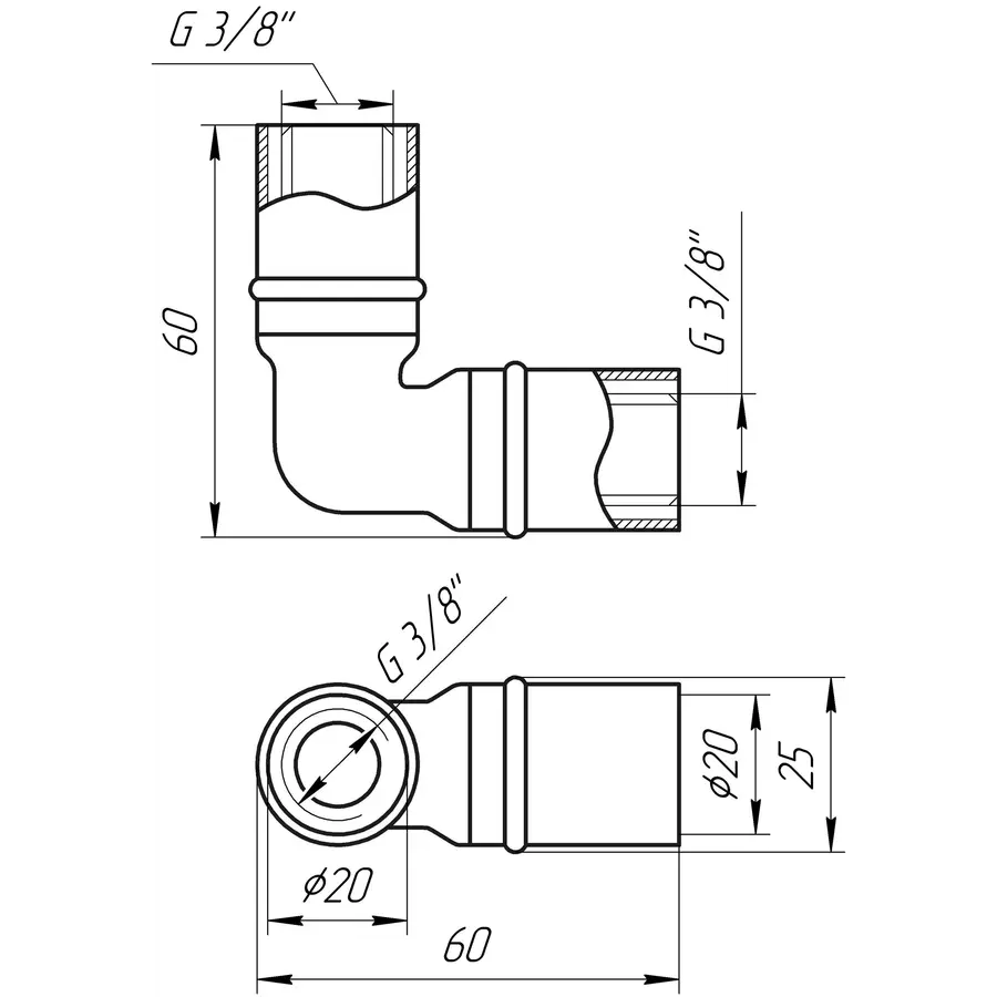 Кутник проміжний прес APE ITALY AP 151 20х20
