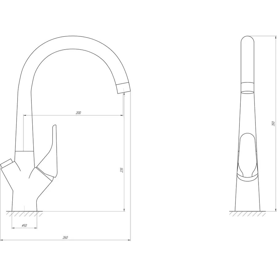 Змішувач для кухні під осмос Globus Lux LAZER GLLR-0222-5-TERRA