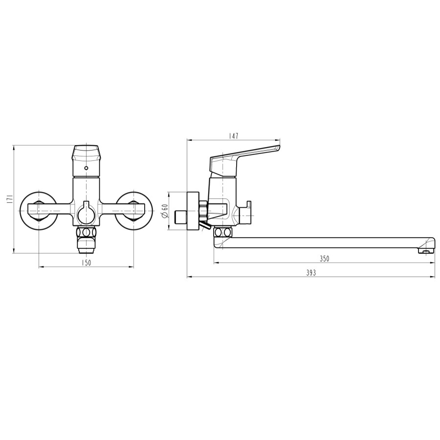 Смеситель для ванны TOPAZ LEXI TL21208A-H57-W