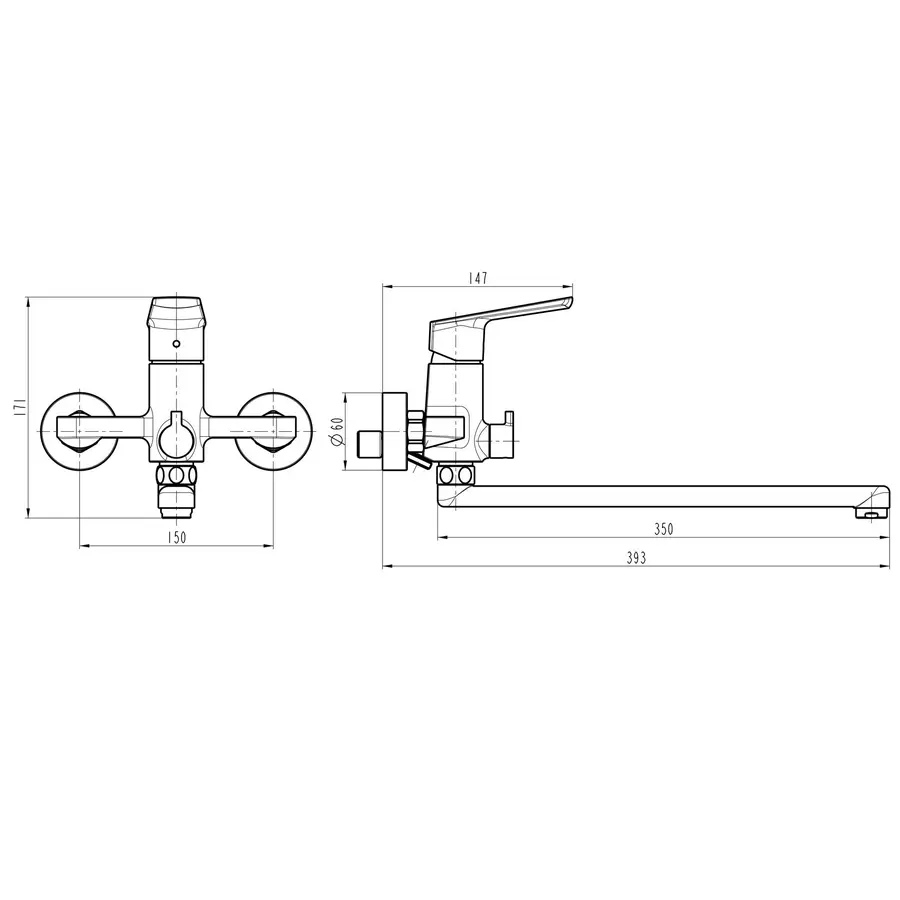 Змішувач для ванни TOPAZ LEXI TL21208A-H57-W