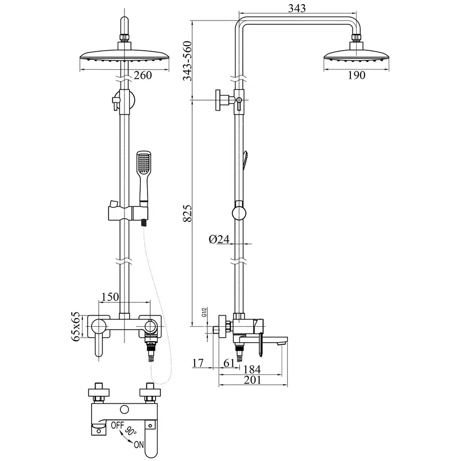 Душова система TOPAZ CORSICA TC 16102 H48-S