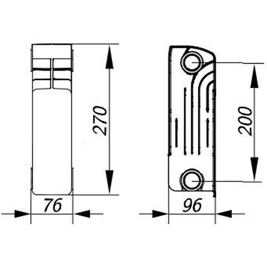 Радіатор біметалевий секційний GALLARDO BISMALL 200/96 (кратно 10)