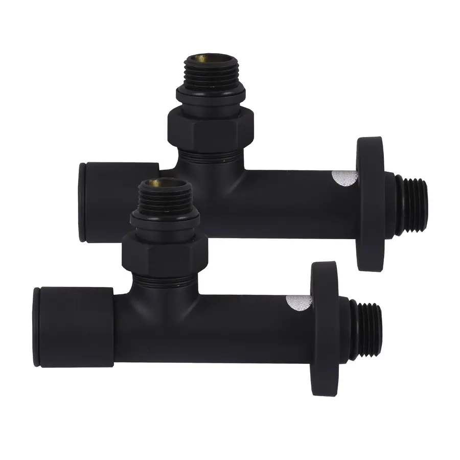 Набір Кран вентильний кутовий з американкою SOLOMON LUX 1/2″ 7777 (2шт.) BLACK