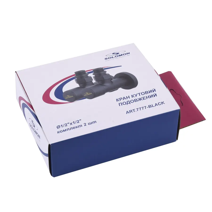 Набір Кран вентильний кутовий з американкою SOLOMON LUX 1/2″ 7777 (2шт.) BLACK