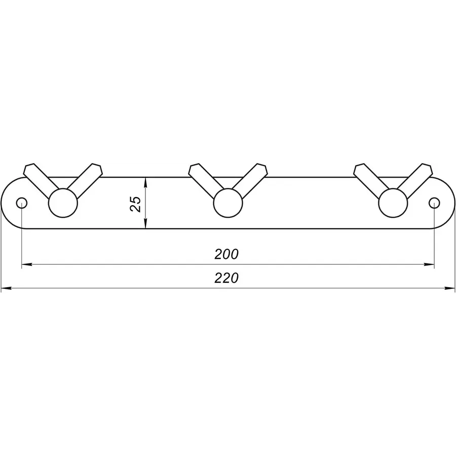 Планка з гачками Globus Lux BS8435-3 чорна матова SUS304