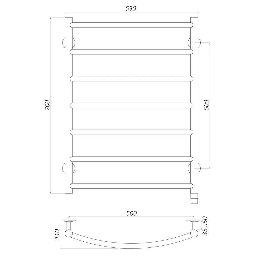 Полотенцесушитель UNIO LD EL 700-500-7 BLK Лесенка Дуга электро черная