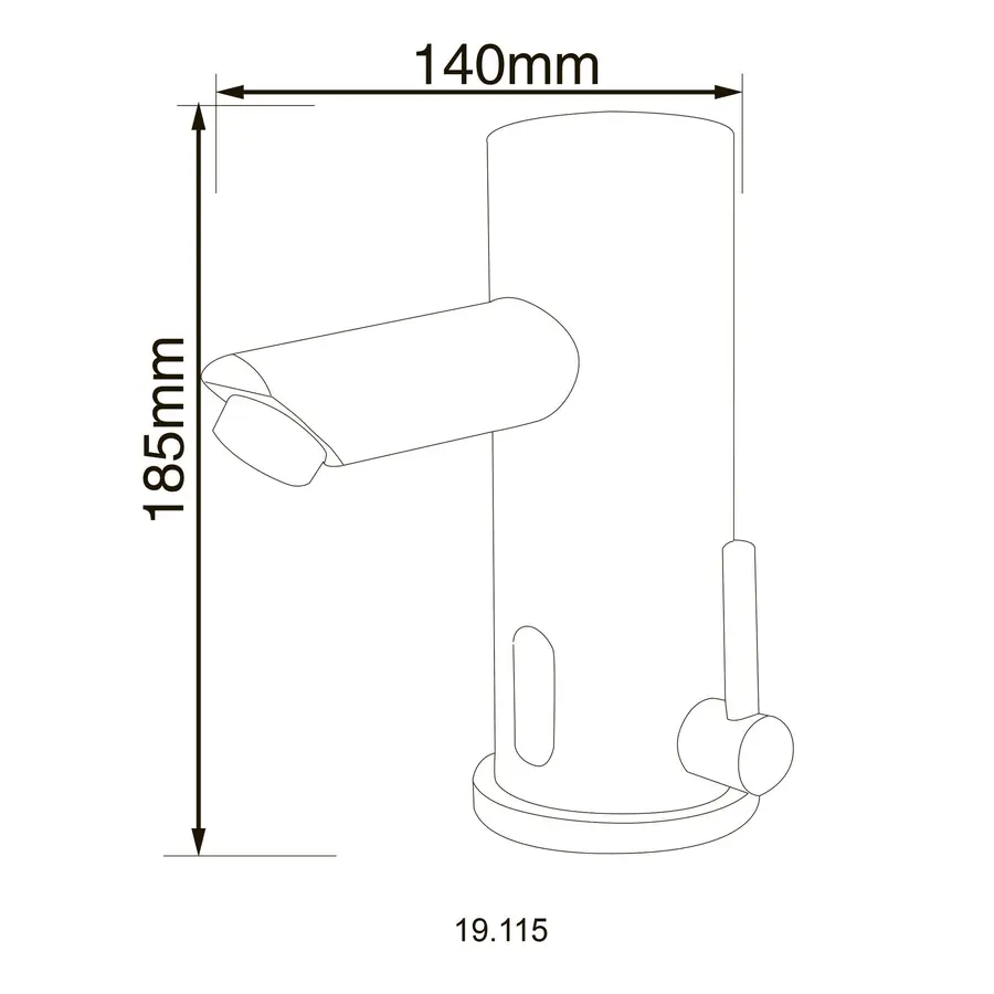 Змішувач сенсорний для умивальника HOTEC 19.115-DC/AC (220V/6V) з трансформатором,латунний Hot/Cold