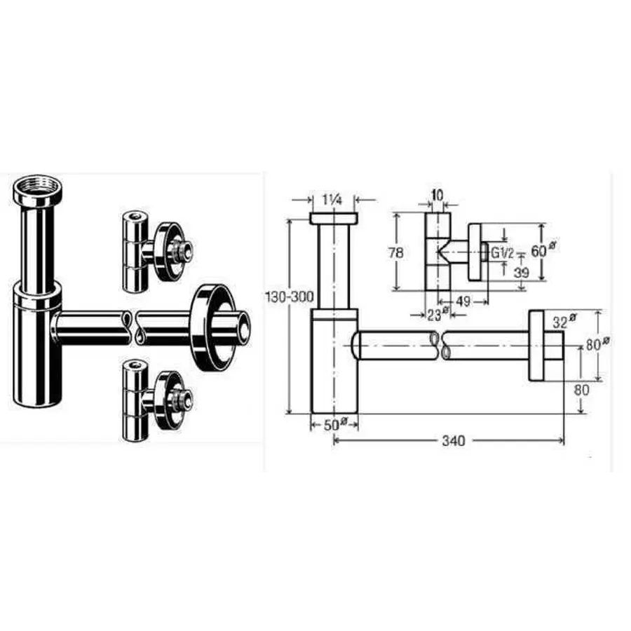 Сифон в комплектi Eleganta Set VIEGA 492489 (57884)