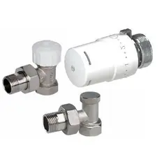 Набір Крани радіаторні кутові ARCO 1/2″ подача + зворотка+ термоголовка KC001 KCТ01 М30