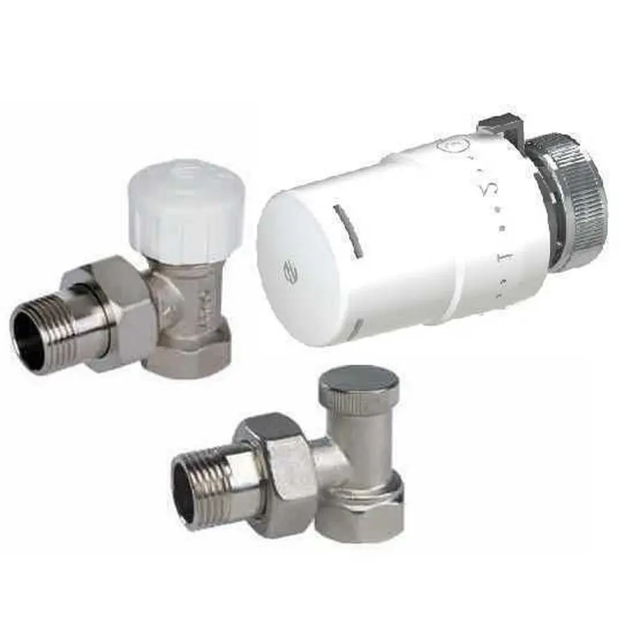 Набір Крани радіаторні кутові ARCO 1/2″ подача + зворотка+ термоголовка KC001 KCТ01 М30