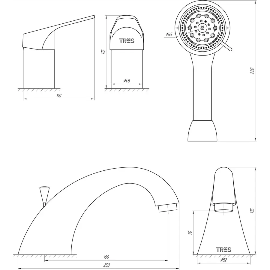 Смеситель для ванны TRES POL 17414506