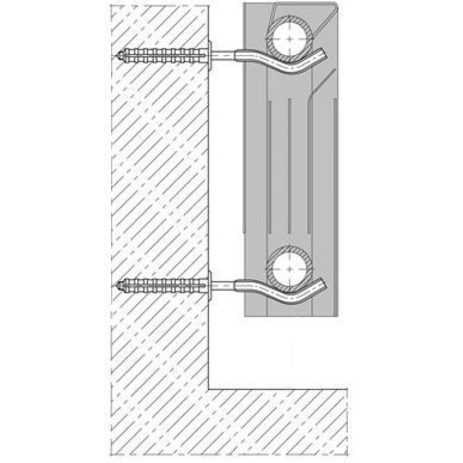 Кронштейн секційного радіатора штирьковий білий з дюбелем ф8х170мм (кратно 2)