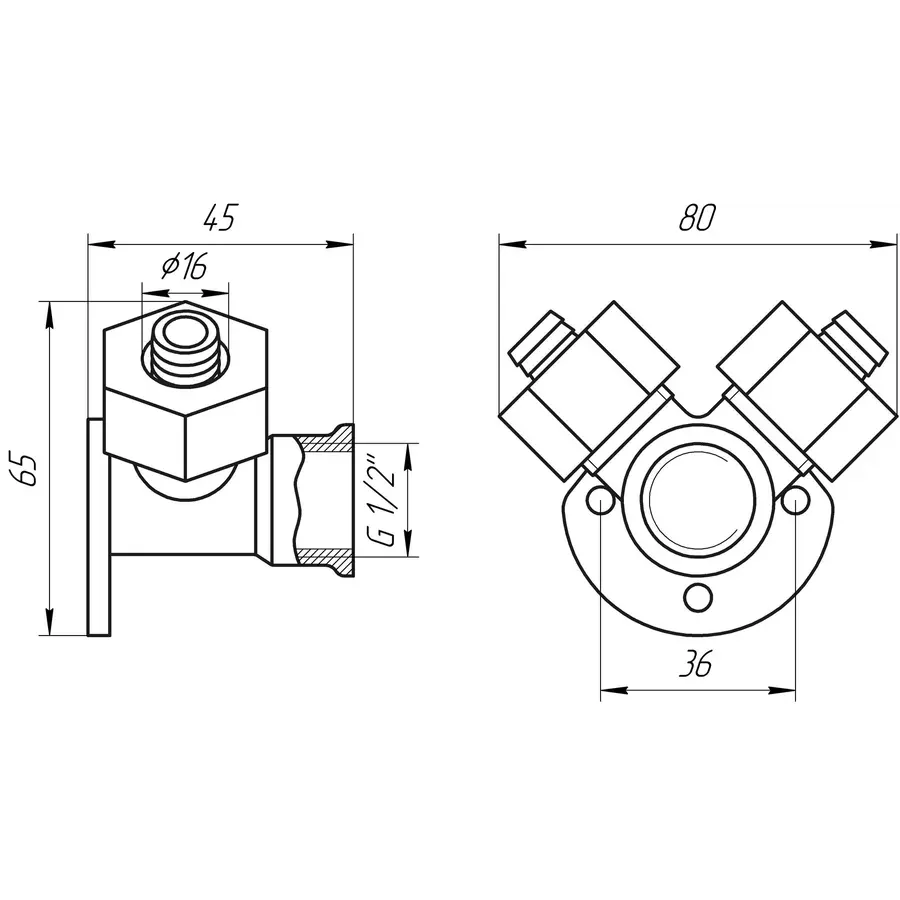 Трійник з вушками APE ITALY 754 LD 16x1/2″x16