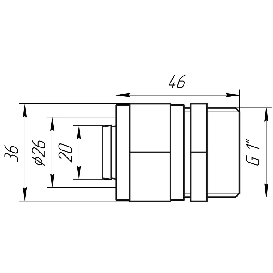 Муфта с наружной резьбой APE ITALY 701 L 1x26