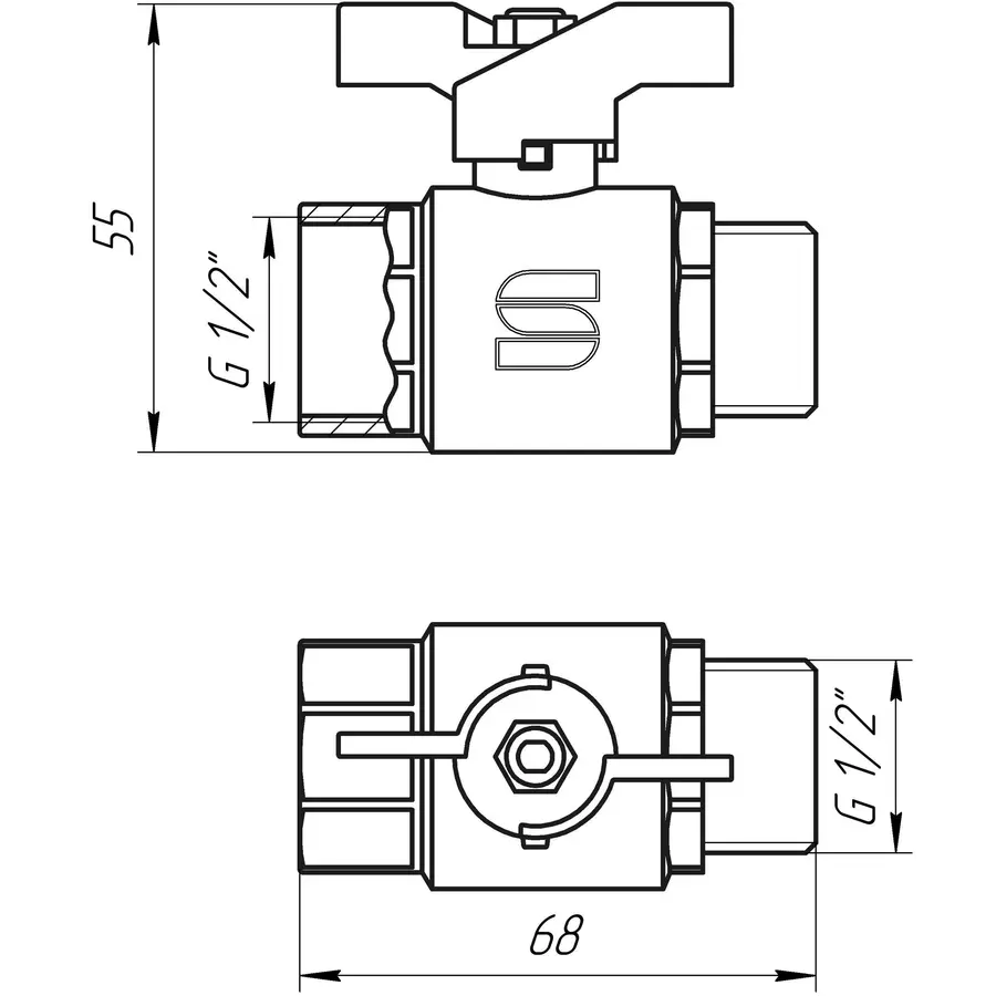 Кран шаровой прямой SELBA 1/2 ЗВ ЖБ SL1508