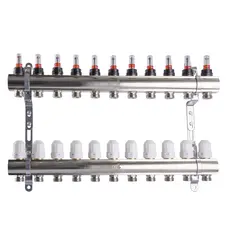 Колектор з вимірювачем витрат, регуляторами та кріпленням ECO001D 1″x11