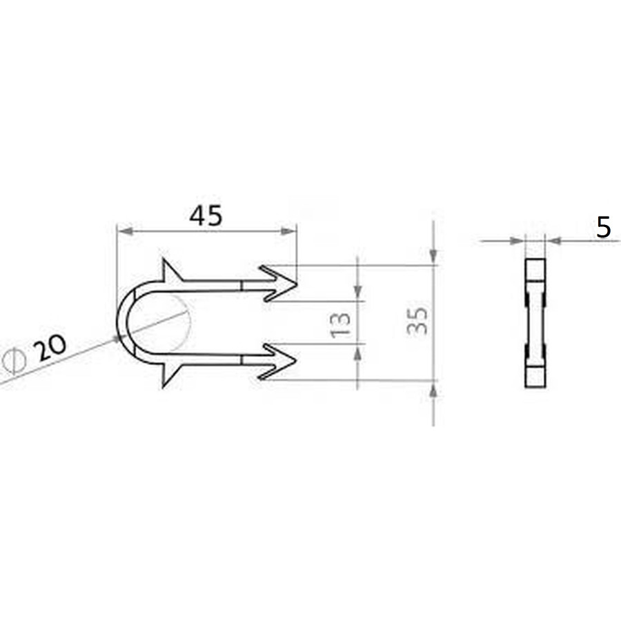 Гарпун-скоба для кріплення труби теплої підлоги Ø16-20 довжина 45мм чорна (уп.100шт)