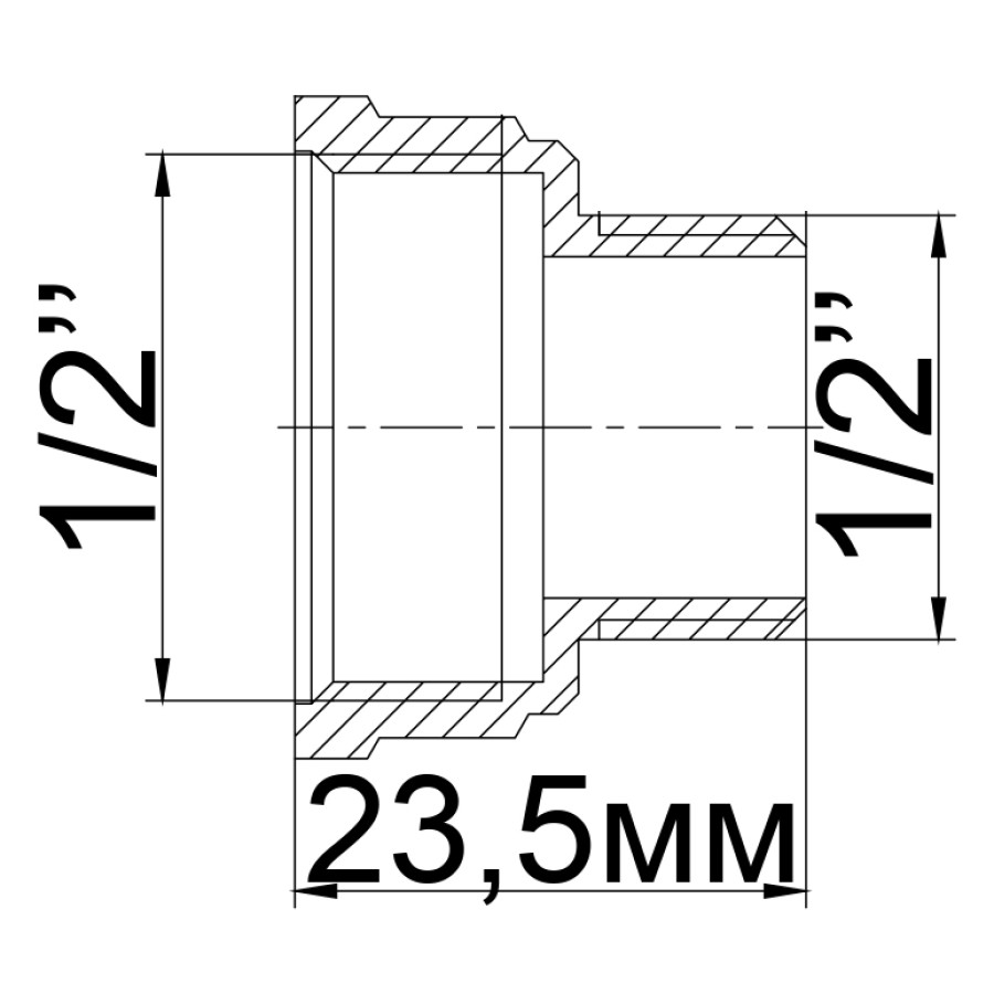 Перехідник нікельований 1/2″ВР х 1/2″ЗР штампований А0601А(нк) VA