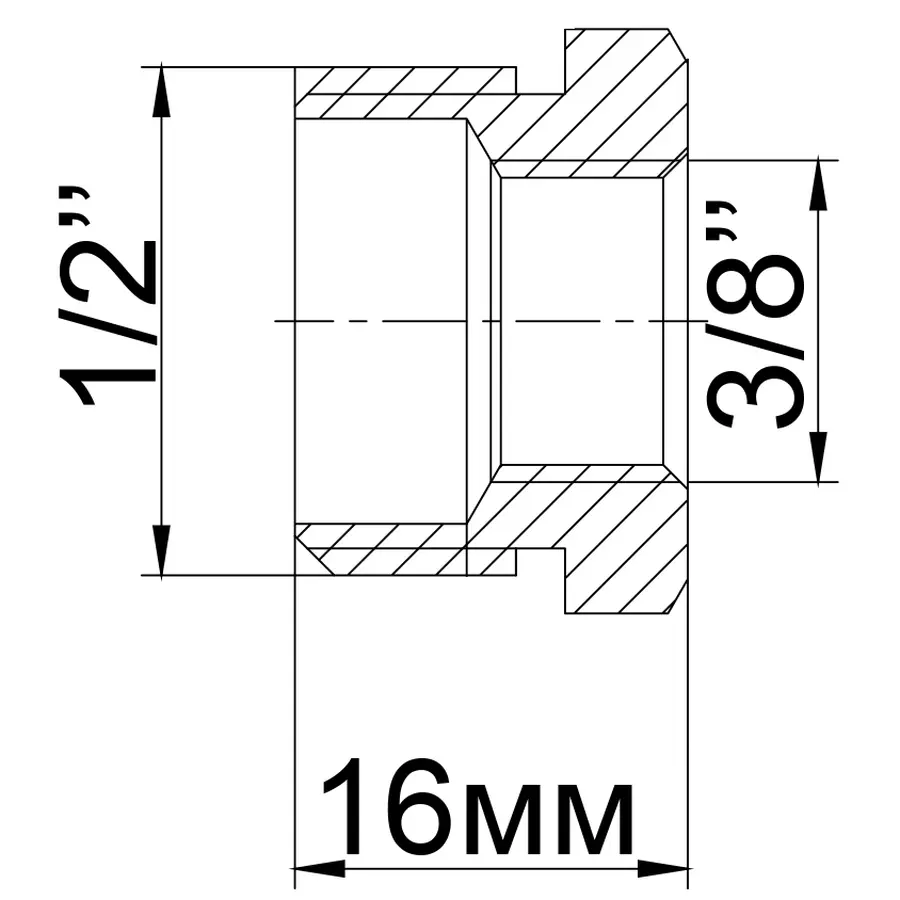 Футорка нікельована 1/2″ЗР х 3/8″ВР штампована А0752А(нк) VA