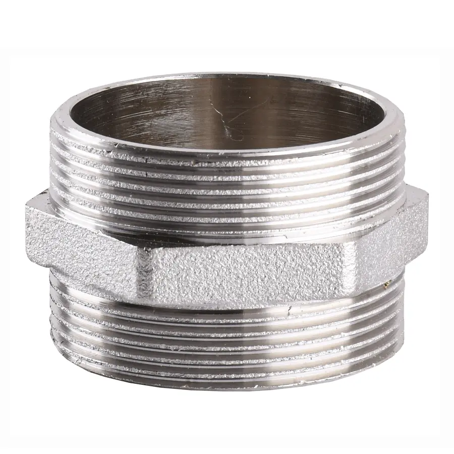 Ніпель нікельований 1 1/2″ЗР х 1 1/2″ЗР штампований А0535А(нк)