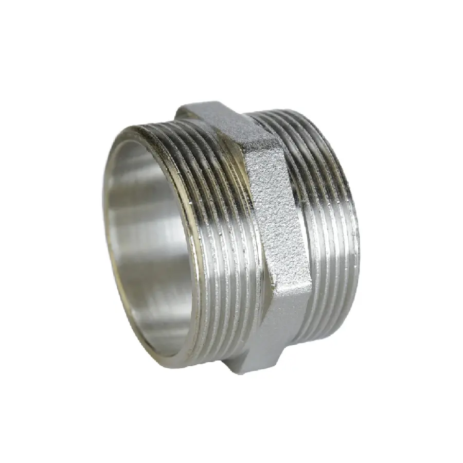 Ніпель нікельований 1 1/2″ЗР х 1 1/2″ЗР штампований А0535А(нк)