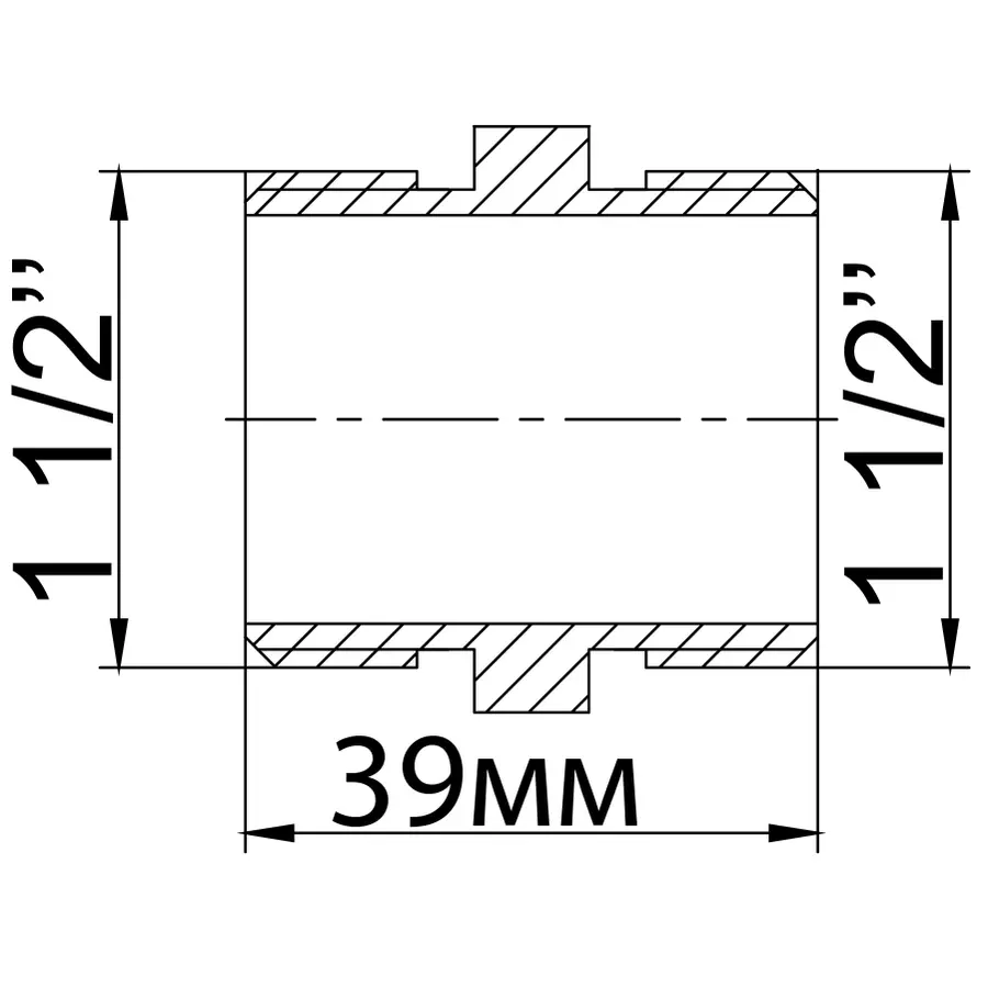 Ніпель нікельований 1 1/2″ЗР х 1 1/2″ЗР штампований А0535А(нк)