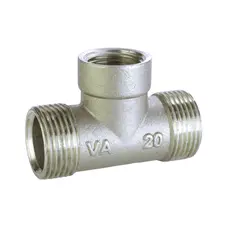 Трійник редукційний нікельований 3/4″ЗР х 1/2″ВР х 3/4″ЗР штампований A0224А(нк) VA