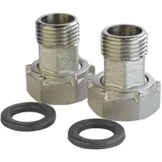 Комплект штуцерів для лічильника нікельваний 1″ВР х 3/4″ЗР з прокладкою Б2715-1КбА(нк)