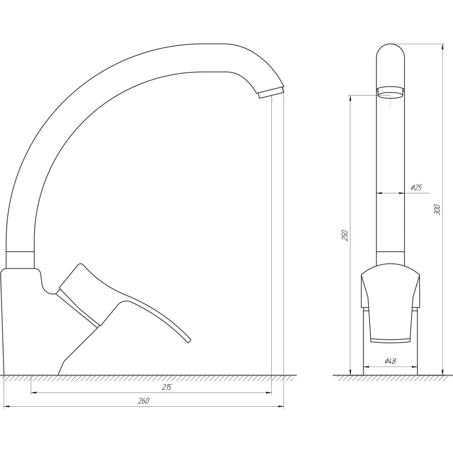 Смеситель для кухни Globus Lux QUEENSLAND GLQU-0103S-BIG ST STEEL