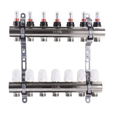Колектор з вимірювачем витрат, регуляторами та кріпленням ECO 001D 1″x7