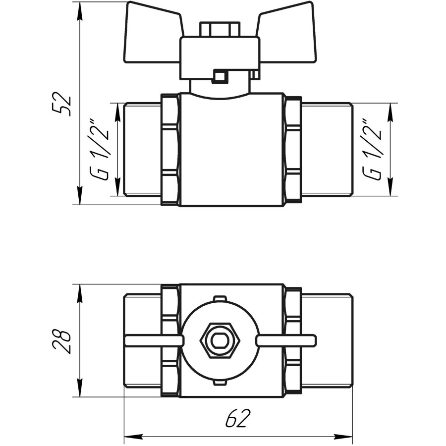 Кран шаровой прямой PROFESSIONAL 1/2 "ЗЗ КБ PN40 QP153