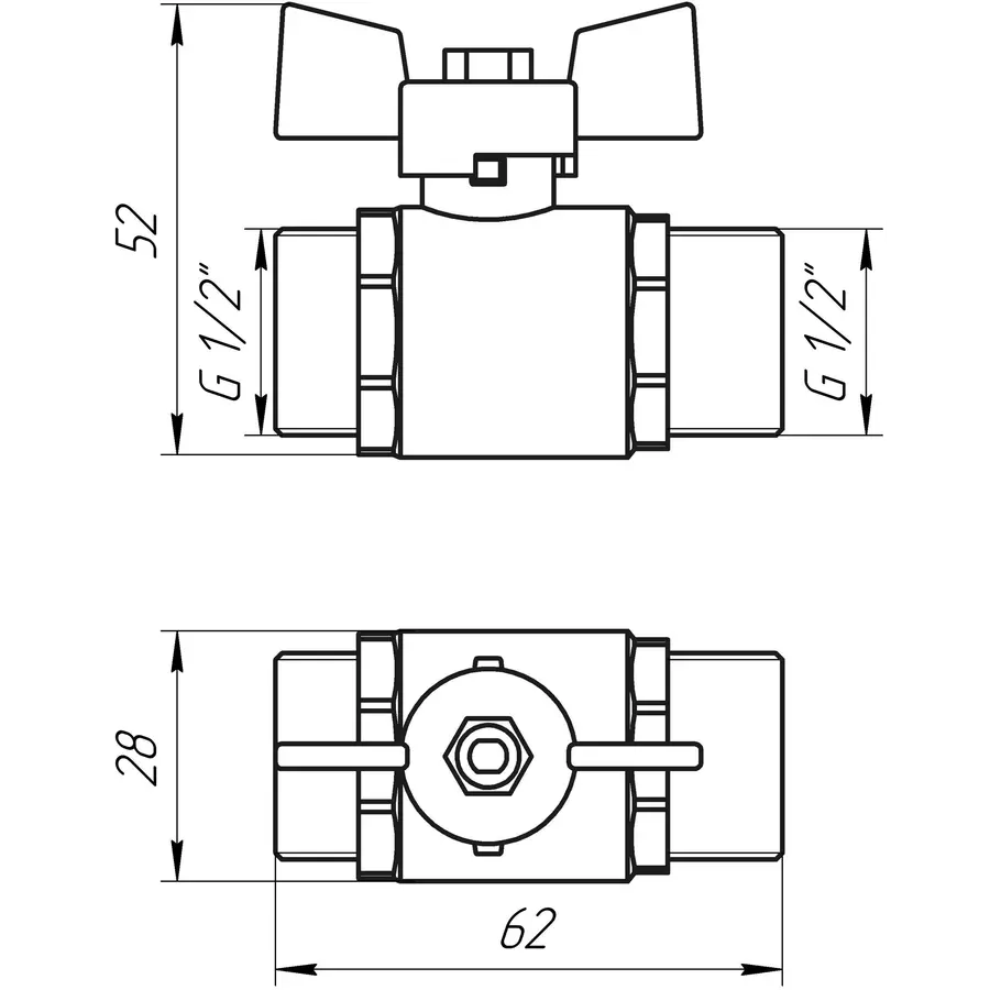 Кран кульовий прямий Q PROFESSIONAL 1/2″ ЗЗ КБ PN40 QP153